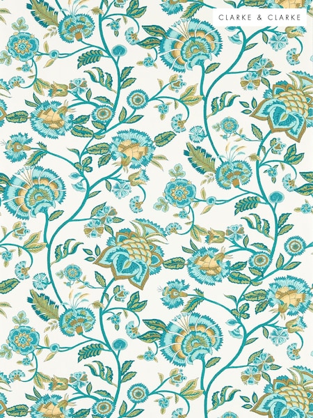 Clarke and Clarke Teal Barmeri Indira Wallcoverings A4 Wallpaper Sample Wallcoverings (G89635) | £1