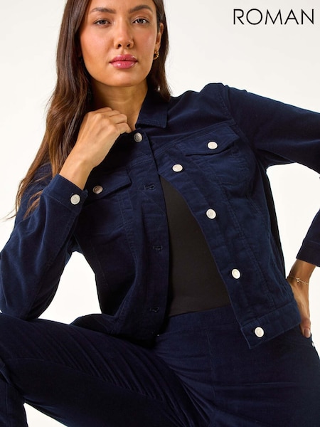 Roman Blue Corduroy Pocket Detail Stretch Jacket (G89670) | £60