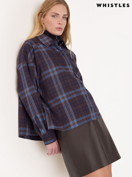Whistles Blue Checked Brushed Cotton Shirt (G89726) | £99