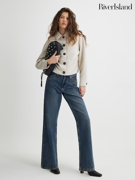 River Island Natural Faux Suede Overshirt (G89757) | £43