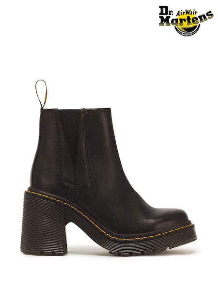 Black - Dr. Martens Spence Leather Heel Chelsea Boots