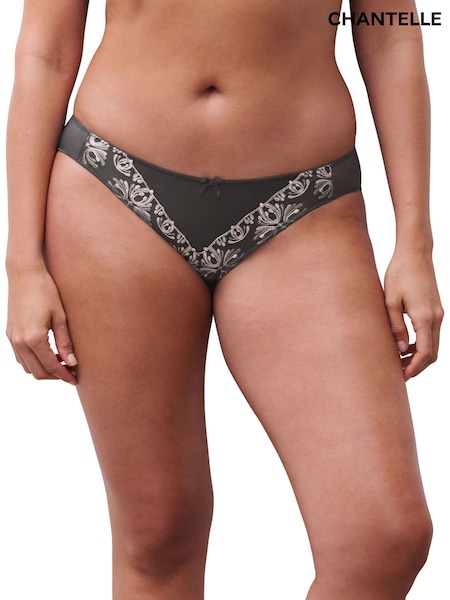 Chantelle Grey Champs Elysees Embroidered Brazilian Blushed Ash Briefs (G90051) | £38