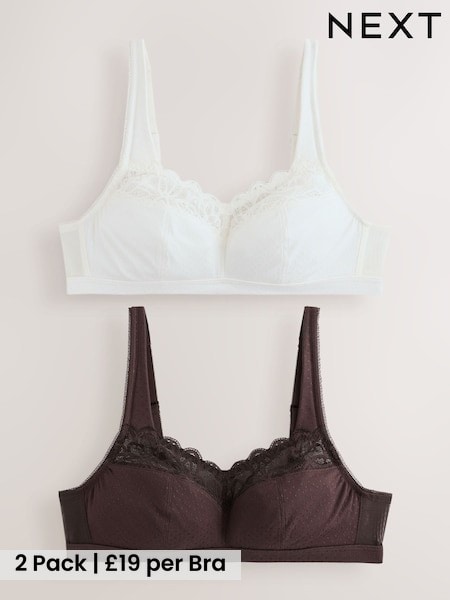 Brown/Cream - Total Support Modal & Lace B-h Bras 2 Pack