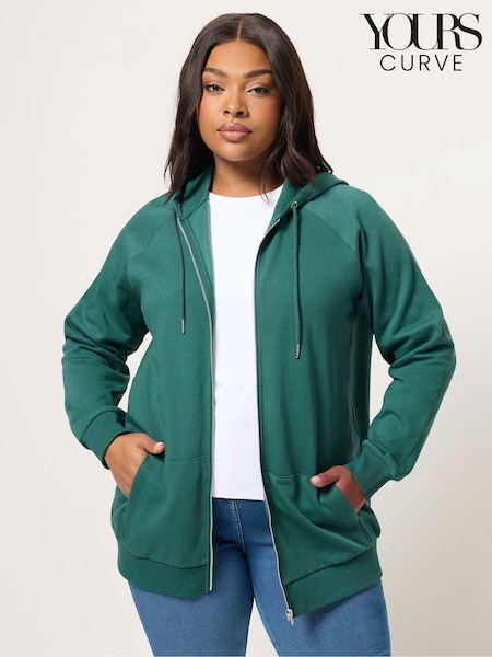 Yours Curve Green Zip-Through Hoodie (G90275) | £29