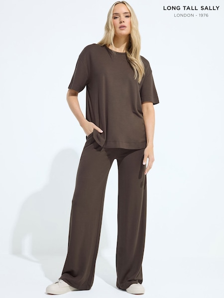 Long Tall Sally Brown Premium Interlock Sweat T-Shirt (G90295) | £29