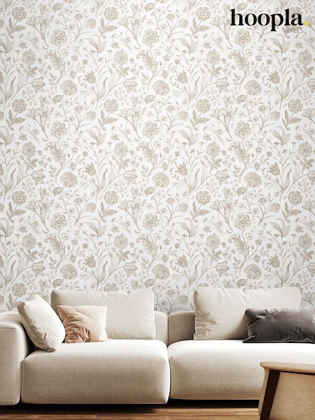 Hoopla Walls Stone Floral Toile 10M Wallpaper (G90349) | £40