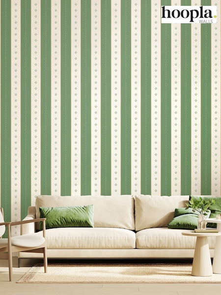 Hoopla Walls Forest Decorative Stripe Linen 10M Wallpaper (G90356) | £40