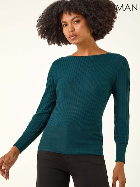 Roman Green Ribbed Textured Jumper (G90544) | £35