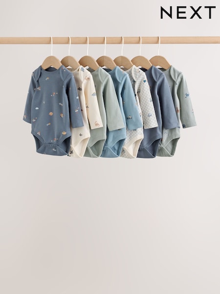 Blue Character - Long Sleeve Baby Bodysuit 7 Pack