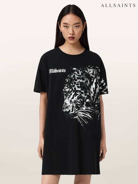 AllSaints Black Zaya T-Shirt Dress (G90655) | £79