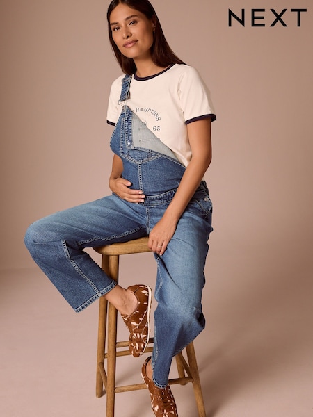 Blue Denim - Maternity Barrel Leg Denim Dungaree