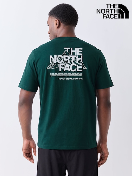Green - Regular The North Face Mountain Sketch Back Print T-shirt
