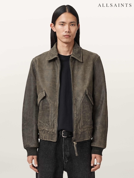 AllSaints Black Marland Aviator Jacket (G90932) | £539