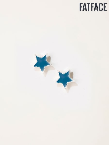 Teal Blue - Fatface Enamel Star Stud Earrings