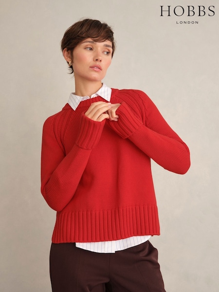 Hobbs Red Sukey Cotton Jumper (G91024) | £99