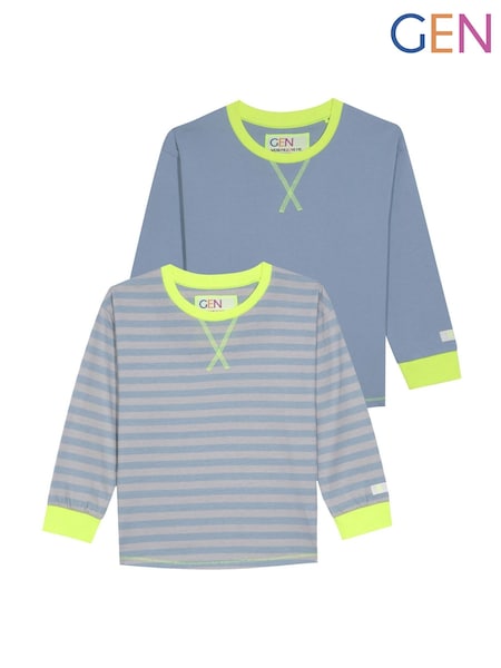 GEN Blue Long Sleeve T-Shirts 2 Pack (G91054) | £28