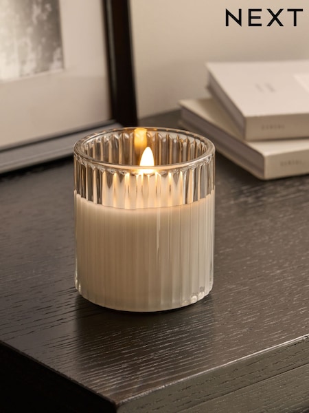 Ribbed Glass Led Candle