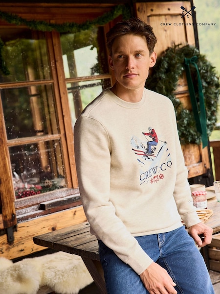 Crew Clothing Natural Cotton-Blend Alpine Ski Crewneck Sweatshirt (G91482) | £69