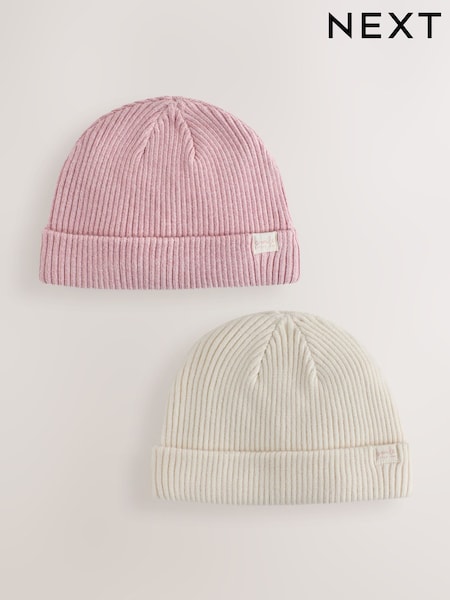 Pink and Cream - Rib Baby Beanie