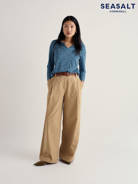 Seasalt Cornwall Blue 3/4 Kellow Top (G91533) | £38