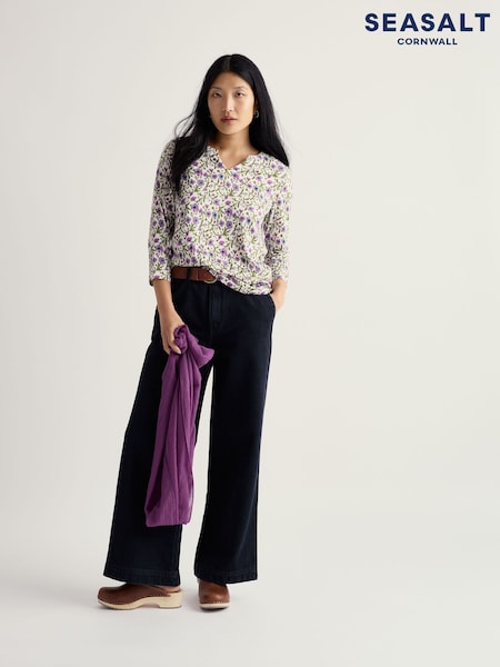 Seasalt Cornwall White 3/4 Kellow Top (G91537) | £38