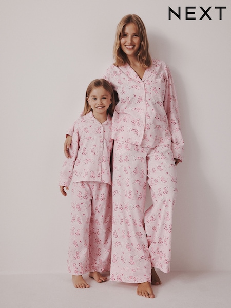 Pink Leopard - Jersey Button Through Pyjamas