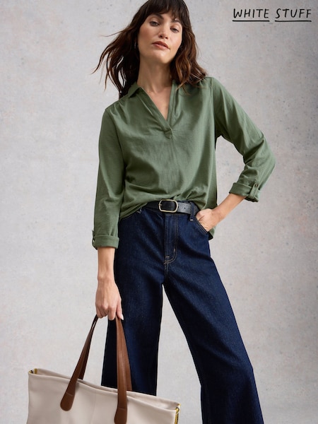 White Stuff Green Allie Jersey Texture Shirt (G92413) | £39