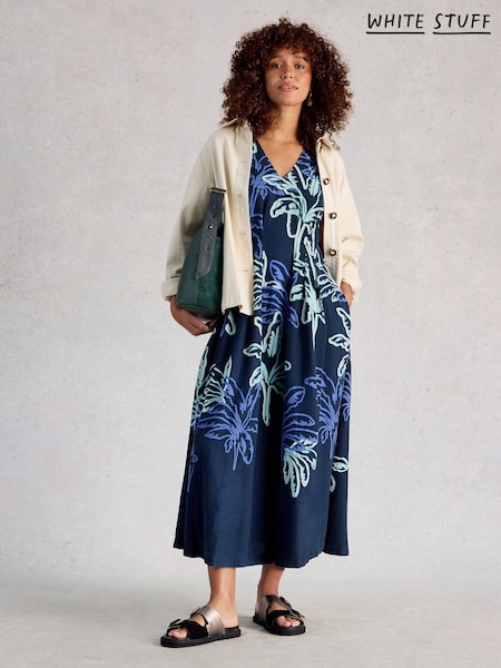 White Stuff Blue Kate Linen Blend Dress (G92441) | £89