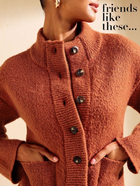 Burnt Orange - Friends Like These Knitted Bomber Cardigan
