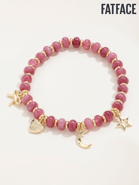 Pink - Fatface Bead Charm Bracelet