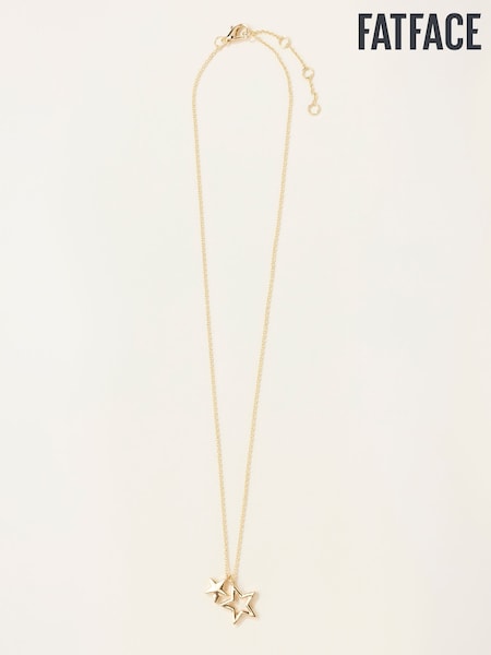 Gold Tone - Fatface Double Star Necklace