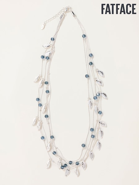 Silver Tone - Fatface Layered Leaf Necklace