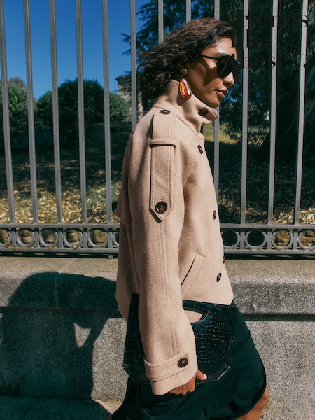 Neutral - Friends Like These Cosy Funnel Neck Short Jacket