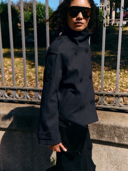 Navy - Friends Like These Cosy Funnel Neck Short Jacket