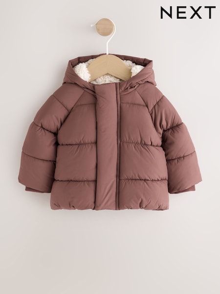 Chocolate Brown - Hooded Baby Puffer Jacket