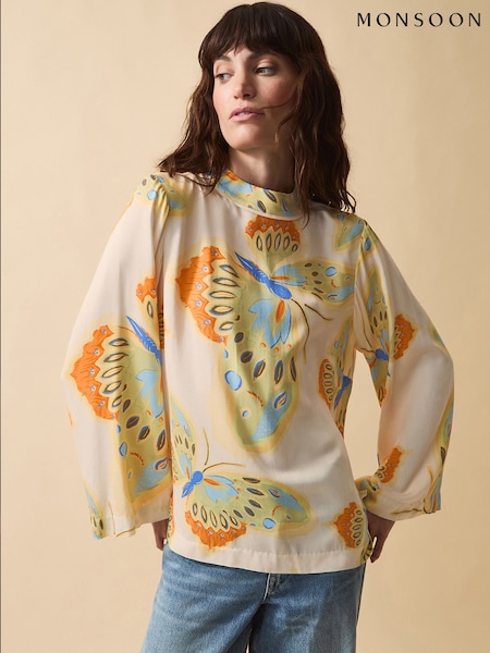 Monsoon Cream Clemence Aurelie Butterfly Top (G93524) | £80