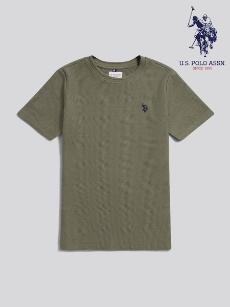 U.S. Polo Assn Green Herringbone Texture T-Shirt (G93655) | £25 - £42