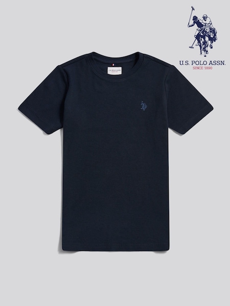 U.S. Polo Assn Blue Vertical Texture T-Shirt (G93769) | £25 - £30