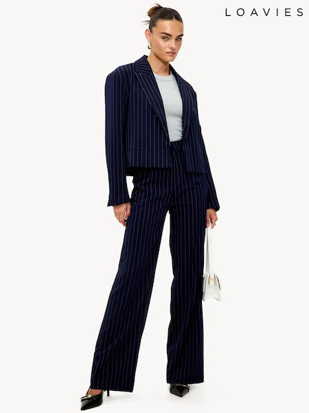LOAVIES Blue Mood Of Magic Pinstripe Wide Leg Trousers (G93842) | £45