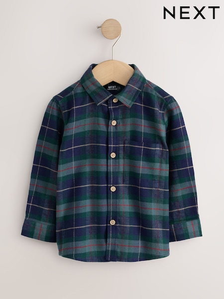 Green/Navy - Long Sleeve Tartan Check Shirt (3mths-10yrs)