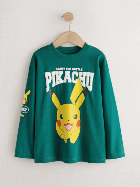 Green Back Print - Pokémon Long Sleeve T-shirt (3-16yrs)