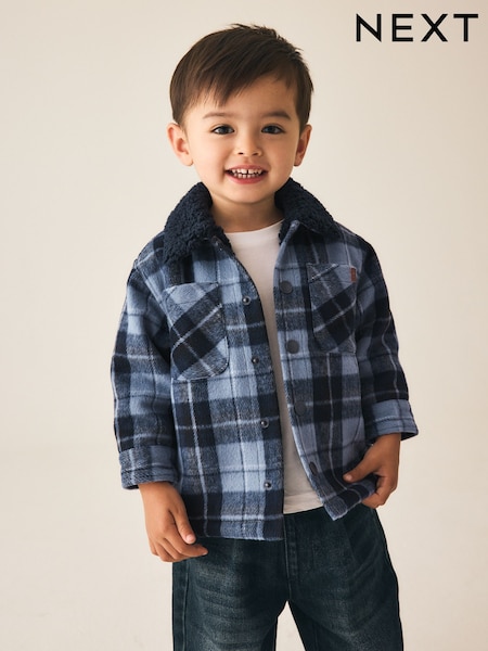 Blue Check - Borg Lined Jacket (3mths-7yrs)