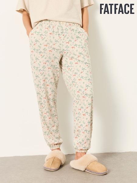 Oatmeal - Fatface Fox Print Cuffed Pyjama Bottoms