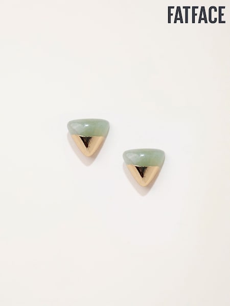Green - Fatface Triangle Stone Stud Earrings