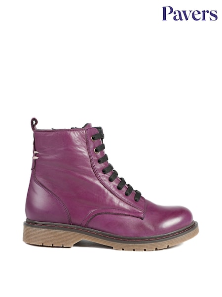 Pavers Purple All Leather Block Heel Ankle Boots (G94171) | £70