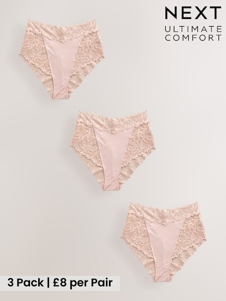 Light Pink - Ultimate Comfort Lace Knickers 3 Pack