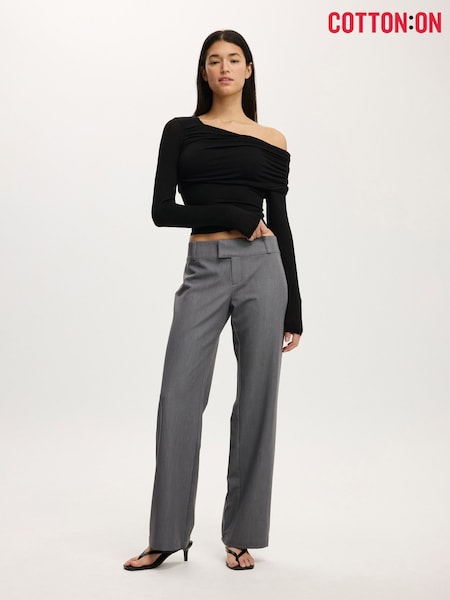 Cotton On Black One Shoulder Base Layer Long Sleeve Top (G94222) | £19