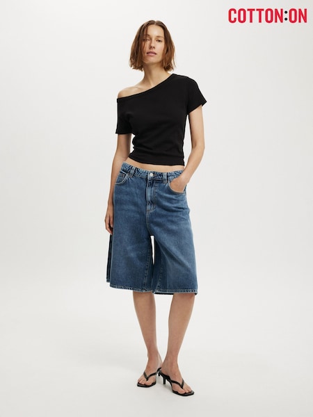 Cotton On Black Arlie Asymmetric Short Sleeve Top (G94231) | £19