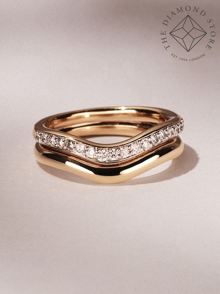 The Diamond Store White Duo Wave Stacking Lab Diamond Ring 0.26ct in 9K Gold (G94431) | £853