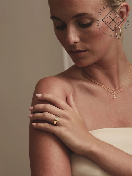 The Diamond Store Gold Lab Diamond Signet Ring 0.25ct Round Cut in 18K Gold Vermeil (G94443) | £169